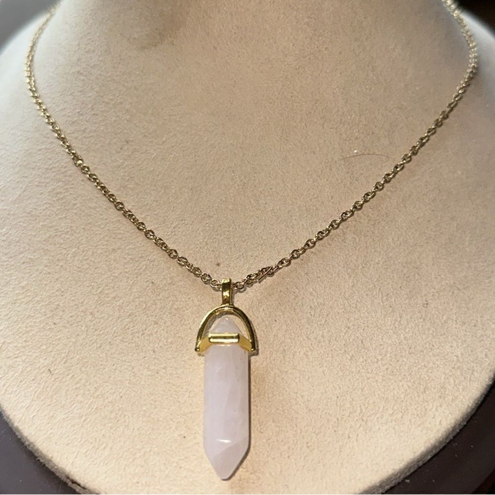 Rose Quartz Crystal Point Necklace - Picture 6 of 7